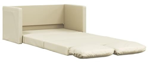 SXJEQOC Sofa Klein Küchensofa Kleine Couch Kleines Sofa für Jugendzimmer - Bodensofa mit Schlaffunktion Creme 112x174x55 cm Kunstleder für Küche Esszimmer Schlafzimmer Jugendzimmer