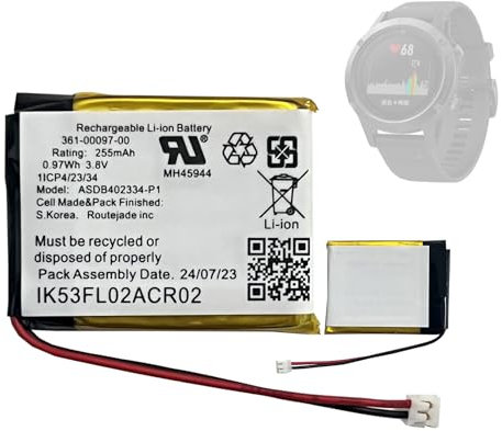 HIGHAKKU Batteria di ricambio 361-00097-00 compatibile con Gar-min Fenix 5 / Fenix 5X ASDB402334-P1 Smartwatch Watch