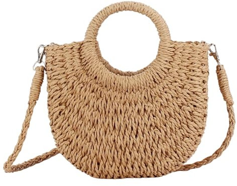 ERRORY Bolso de paja para mujer, casual, bolso de hombro con cordón, bolso de compras diario a la moda para varias ocasiones