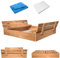 MAMOI Bac à Sable avec Couvercle - 120 x 120 cm - en Bois imprégné - avec bancs - pour Jouets et bancs - 150 x 150 cm