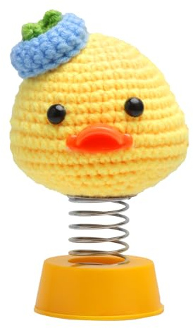Decorazione per auto, lavorata a maglia, anatra gialla per casa, ufficio, cruscotto, decorazione a forma di anatra, regalo per uomini, donne, amici, famiglie, amici, colleghi, fiori all'uncinetto