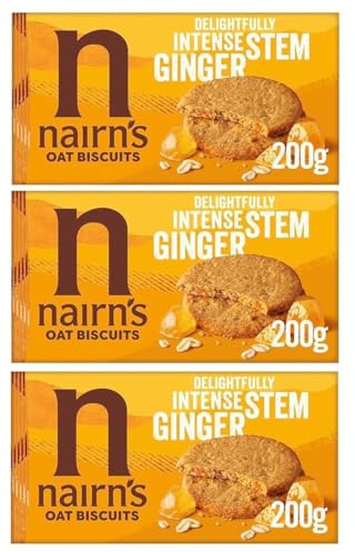 Nairn's Stem Ginger Oat Biscuits, 200g (Pack of 3) - Healthy Snacks