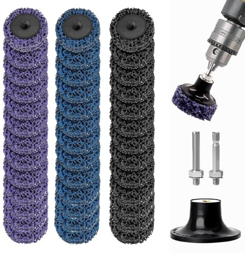 Coztie CSD Scheibe Schleifscheibe, 39 Stück Grobreinigungsscheibe, Reinigungsscheibe Set 2 Zoll Grobreinigungsscheibe Bohrmaschine mit zwei Zugstangen für Entrosten oder (50mm Mischen von Farben, 39)