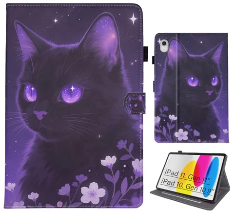 Bemoloon PU Tablet Hülle Kompatibel mit iPad (a16) 11. Generation 11, 10. Generation 10,9, SchutzHülle Mit lebendigen Farben & Mustern, Auto-Wake/Sleep-Funktion, Traum-Katze