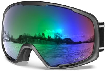 BEACOOL Skibrille SnowboardBrille für Brillenträger Herren Damen Winddicht Brille Anti Fog UV Schutzbrille, Winter Schneebrille, Skibrillen für Skifahren Motorrad Fahrrad Skaten