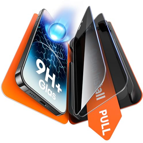 TAURI für iPhone 14 Pro Sichtschutz 6,1 Zoll - 2 Stück | mit Staubfreier 1-Schritt-Installation, 9H Glas Displayschutz, Full Screen Blasenfreie-Schutzfolie, Kompatibel mit Hülle