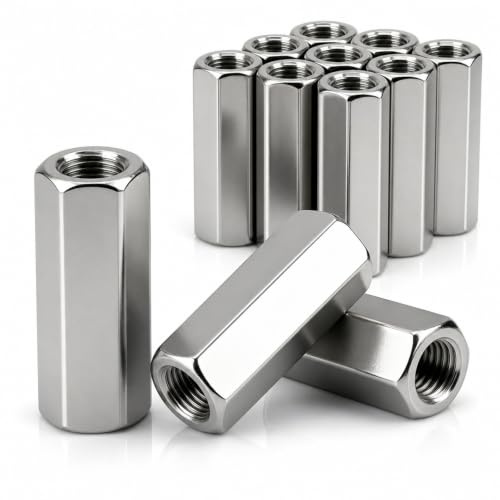 qjuwhua Écrous Longs M12 x 50 mm Écrou Inox 304 Hexagonal 4 Pièces | Connexion Manchon Tige Filetee Rallonge Entretoise D'accouplement Ecrou de Jonction pour D'extension Vis Fixation