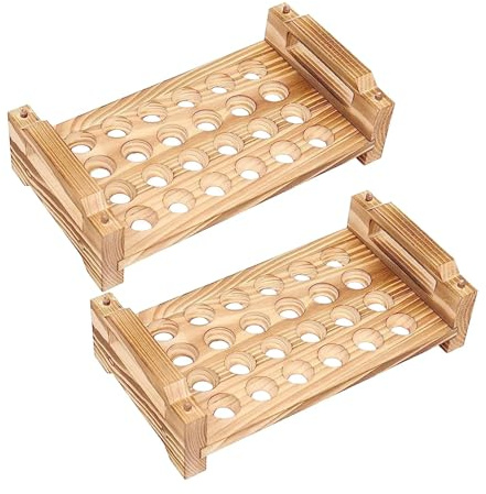 Bvdfgk Juego de 2 Soportes de Madera para Huevos de Codorniz con Asas, Ideales para Despensa, Supermercado Y Congelador.