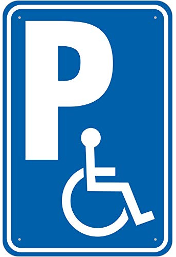 Schild Behinderten Parkplatz aus Aluminium-Verbundmaterial 3mm stark 20 x 30 cm Rollstuhlfahrer parken