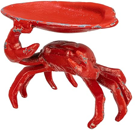 Creative Co-Op Distressed Red Decorative Cast Iron Crab Shaped Dish