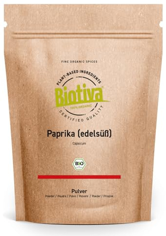 Biotiva Paprika doux bio moulu 250g - Poudre de paprika hongrois - Gourmets et connaisseurs - Conditionné et contrôlé en Allemagne