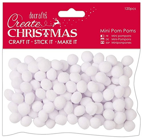 Papermania Docrafts Erstellen Sie Weihnachten Mini Pom Poms - 120 Stück - Weiß