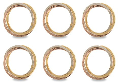 DII Dekorativ Set mit verschlungenen Serviettenringen, Messing, Tri-Color, One Size, 6