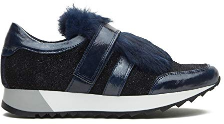 Kanna 8767 Damen Sneaker mit Fell Klettverschluss Blau (39 EU)