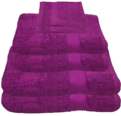 Julie Julsen 6 TLG Handtuchset 2 Badetücher 2 Handtücher + 2 Waschhandschuhe gratis Reine Baumwolle über 30 Farben Lila