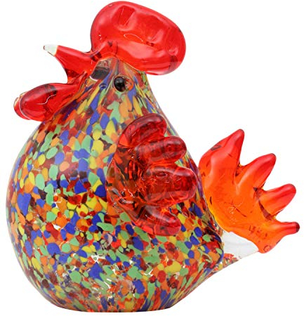 aubaho Glasfigur Figur Skulptur Glas Glasskulptur Hahn Murano-Stil Antik-Stil 10cm