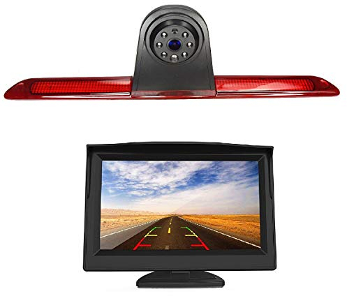 HD 720p Dritte Dach Bremsleuchte Kamera Bremslicht Einparkkamera Rückfahrkamera Set Nachtsicht + 4.3 Zoll Monitor TFT Bildschirm LKW KFZ Display für Transit Jumbo F150/F250/F350 MK8 14-19