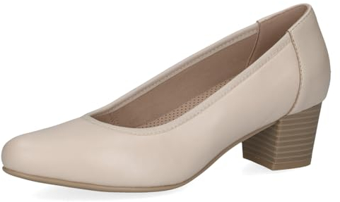 CAPRICE Comfort Damen Pumps aus Leder mit Blockabsatz, Cremefarben (Cream Perlato), 39 EU