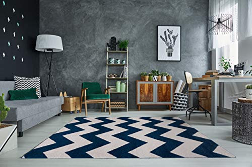Teppich Sketch - FA66 blau/weiß - Zickzack 280x370 cm blau