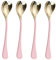 HISSF 4 cucharas de postre de 6.7 pulgadas, en forma de corazón rosa, cucharas de helado de acero inoxidable 18/10