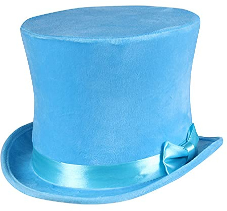 WOOOOZY NEU Hut Zylinder Flair Deluxe, neon-hellblau, Samtzylinder für Kopfweiten 57-58cm