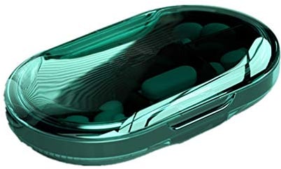 REOOHOUSE Pilulier portable pour médicaments quotidiens - Pilulier hebdomadaire de qualité supérieure sans BPA (vert foncé)