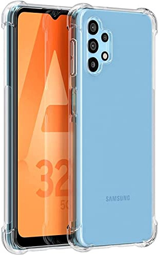 CoolGadget Transparente Hülle für Samsung Galaxy A32 5G Stoßfest | Robustes Clear Case, stoßdämpfende Ecken, rutschfester Grip, kratzfeste klare Rückseite