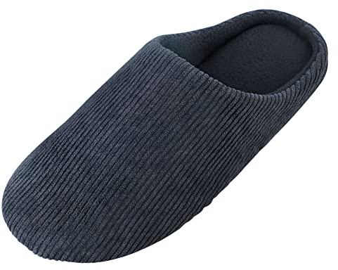 Knixmax Herren Damen Hausschuhe Memory Foam Pantoffeln Winter Warm Slipper Weiche Rutschfeste Unisex-Erwachsene Schwarz 46/47EU