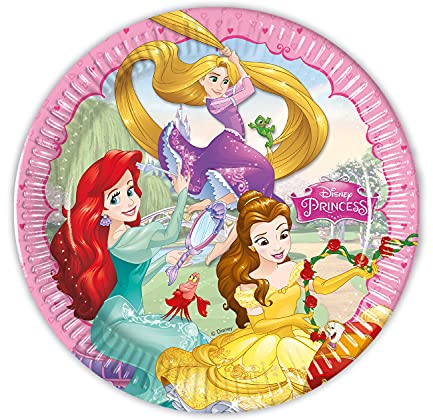 Procos 93431 - Party-Teller Princess Dreaming, Größe 23 cm, 8 Stück, Einwegteller aus Papier, Kindergeburtstag, Party-Geschirr, FSC® Mix