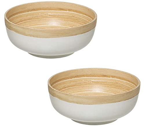 2x bol à salade de bambou blanc 20 cm + 30 cm