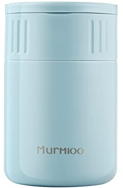 Murmioo Soup Flasks for Hot or Cold Food,Stainless Steel Vacuum Insulated Soup Container, Leak Proof Lunch Box With handle,Food Jar with Spoon for Picnic Travel (12OZ/350ML) Light blue