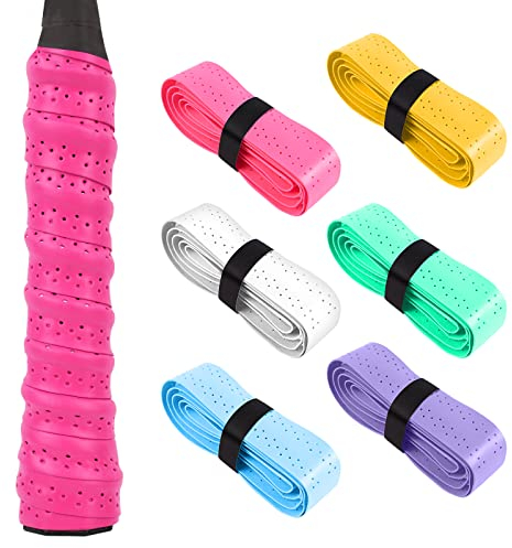 flintronic 6 Stück Griffband Tennisschläger, Griffband für Federballschläger, Badminton, Squash Schläger, Selbstklebend Griffband, Anti-Rutsch badmintonschläger- Mehrfarbig