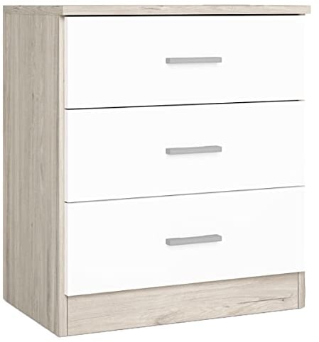 Miroytengo Mesita Noche Couple para Dormitorio Estilo Natural en Color Roble Sahara con 3 Cajones 50x58x33 cm