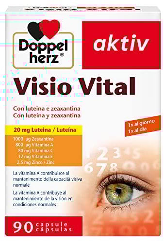 Doppelherz aktiv Visio Vital - Integratore Alimentare per la Vista con Luteina, Zeaxantina, Vitamina A, C, E e Zinco - Senza Glutine e Lattosio - 90 Capsule