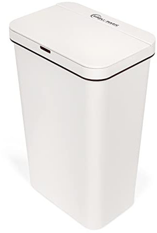 SIMPLI-MAGIC 79503 Poubelle rectangulaire avec capteur sans contact, parfaite pour la maison, la cuisine, le bureau, blanc