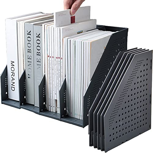 Faltbarer Stehsammler A4 mit 4 Fächer Desktop Stehordner Magazinständer Unterlagenhalter Zeitschriftenhalter Prospektsänder Zeitungsstände Briefablage Desk Organisation Rack für Büro, CD, Bücher