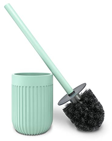 Nadi Collection | Escobilla de baño-WC-Inodoro | Resina | Verde Menta Mate | Serie Urban | Cepillo Negro Desmontable | 9.4cm ∅ x 35.5 cm Alto (Menta)