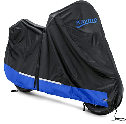 Kayme Housse Moto Impermeable Exterieur et Interieur, Bâche Protection Étanche 300D, Résistant aux Poussière/Neige/Pluie/Vent/Soleil, pour Adventure Tour (246 x 106 x 125 cm) L+