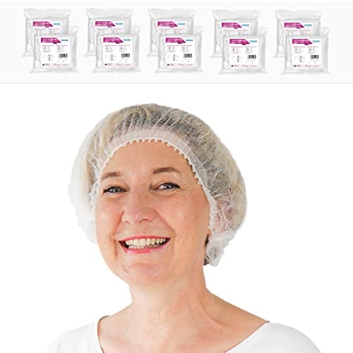 1000x ARNOMED® Einweg Haarnetz 55 CM Weiß, Einweghauben Kopf, Haube für OP, Gastronomie & Hygiene, Haarhaube Einweg, Einweg Kopfhaube, Netz für Haare, Klipphauben, Haarschutzhaube Stoff