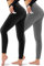 CAMPSNAIL 2er Pack Leggings Damen Schwarz High Waist Sport Leggins Blickdicht Sporthose für Gym Yoga(Schwarz& Dunkelgrau-T,S-M)