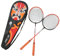 Wakects Badmintonschläger Sport 2er Set,Federballschläger Einteilige Eisenlegierung Badminton Racket mit NylonGriff und Schlägertasche für Amateur Training,Rot K3007