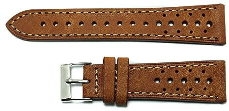 AIMVALUE Uhrenarmband echt Leder Rallye Racing Vintage Grün Blau Dunkelbraun Braun Herren 18mm 19mm 20mm 21mm 22mm perforiert, 20mm