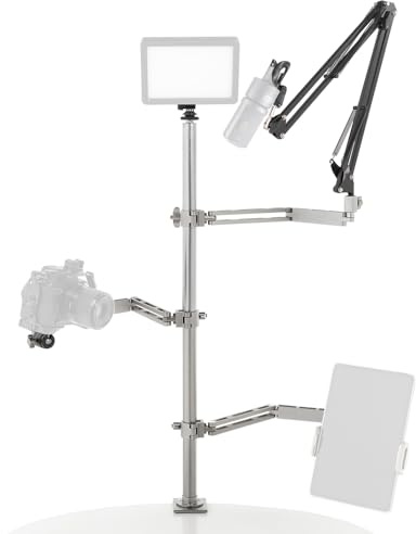 AMBITFUL Live Broadcast Boom Armor, Desktop Kamera Halterung Webcam Halterung Mikrofon Boom, Laptop Ständer für Webcam, Kamera, Laptop, LED-Licht, Podcasting
