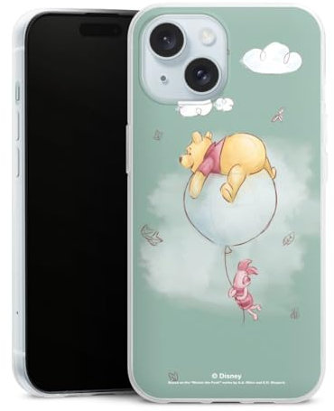 Custodia sottilissima compatibile con Apple iPhone 15 Custodia per cellulare di silicone trasparente Cover semplice Winnie the Pooh Disney Orso