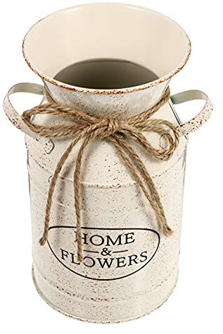 TOPPERFUN 1stk Blumentopf Milchkanne Deko Antike Krugvase Bauernhof Blecheimer Dose Blumenkrugvase Verzinkte Milchvase Schäbiger Krug Bauernhaus Gießkanne Schmiedeeisen Künstlich Büro Kaktus