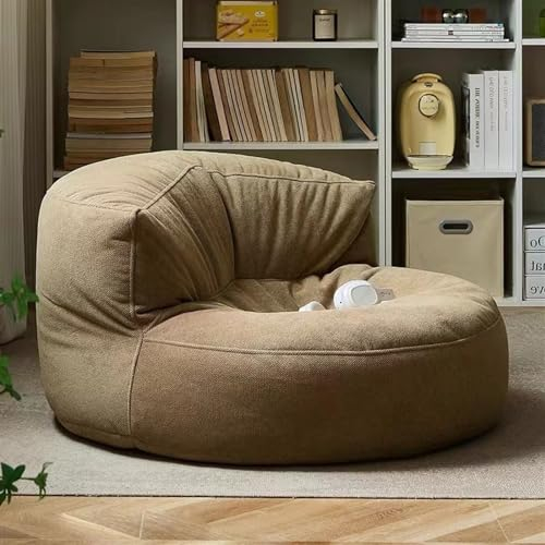 CoByda Weicher Chenille-Sitzsackbezug – waschbarer Boden-Ecksitz-Pouf-Osmanenstuhl – Braun