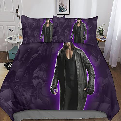 INTCHE WWE Bettdecke Set 3D-bedruckter Bettwäsche Bettbezug Mit Kissenbezug, Bettbezüge Microfaser Hypoallergen Für Kinder Teenager MädchenDouble(200x200cm)