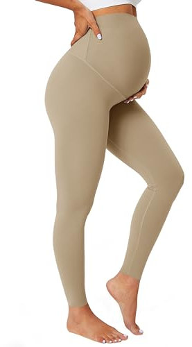 BAYDI Nudi Legging de grossesse opaque taille haute pour femme enceinte, kaki, S