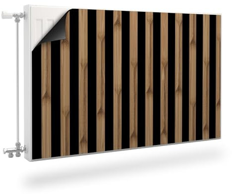 Muralo Heizkörperverkleidung, magnetische Heizkörperabdeckung für Plattenheizkörper aus Stahl oder Blech - Geruchlos und sicher für Gesundheit - Dekorative Holzlatten 3D-Effekt Br.110cm x Hö.60cm