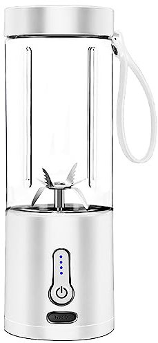 Meichoon Vaso Licuadora Portátil Carga USB 530ml/18.7oz 6 Cuchillas con Correa de Transporte para Batido de Zumo de Verduras LB38 Blanco